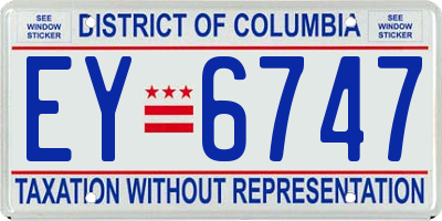 DC license plate EY6747