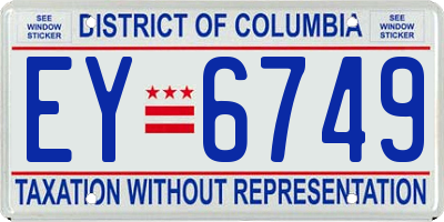 DC license plate EY6749