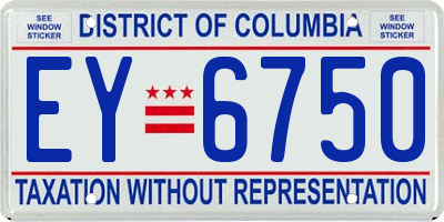 DC license plate EY6750