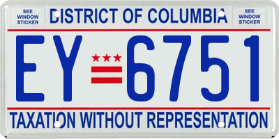 DC license plate EY6751