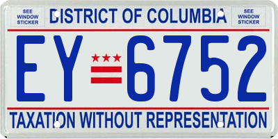 DC license plate EY6752