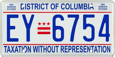 DC license plate EY6754