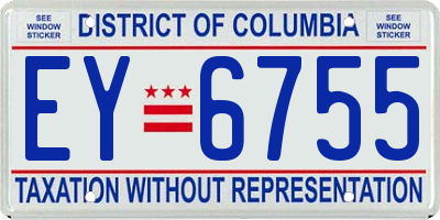 DC license plate EY6755