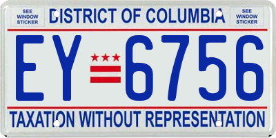 DC license plate EY6756