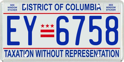 DC license plate EY6758