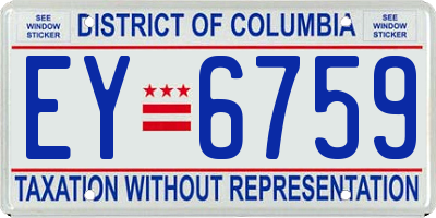 DC license plate EY6759