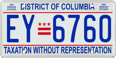 DC license plate EY6760