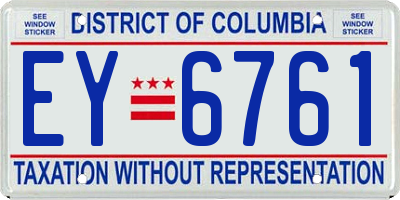 DC license plate EY6761