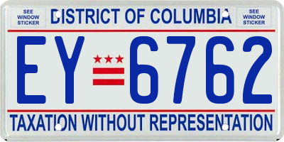 DC license plate EY6762