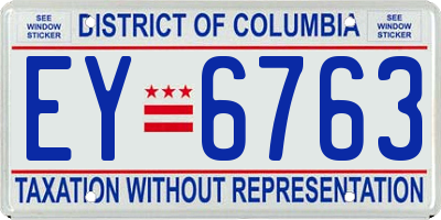 DC license plate EY6763