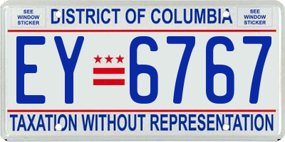 DC license plate EY6767