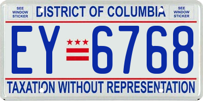 DC license plate EY6768