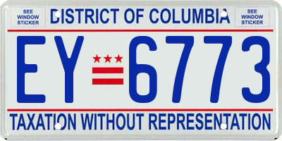 DC license plate EY6773