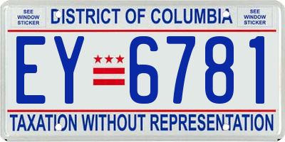 DC license plate EY6781