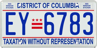 DC license plate EY6783