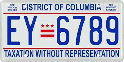 DC license plate EY6789