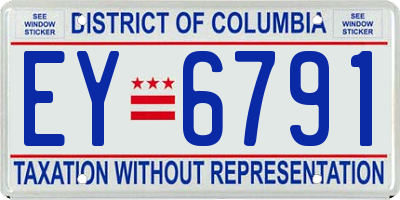 DC license plate EY6791