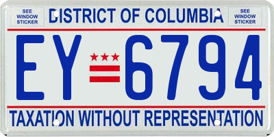 DC license plate EY6794