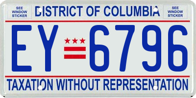 DC license plate EY6796