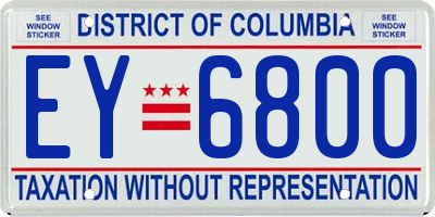 DC license plate EY6800