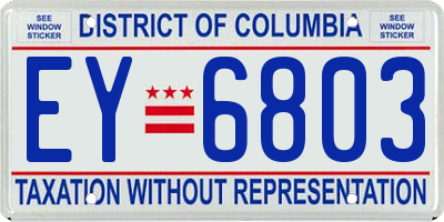 DC license plate EY6803