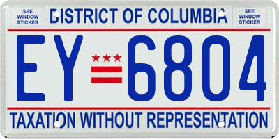 DC license plate EY6804