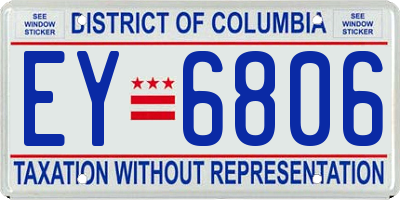 DC license plate EY6806