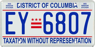 DC license plate EY6807