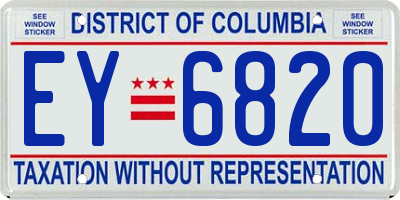 DC license plate EY6820