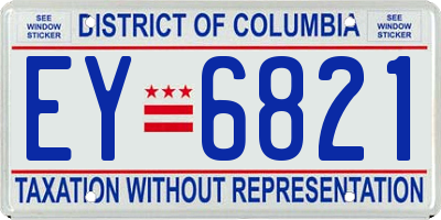 DC license plate EY6821