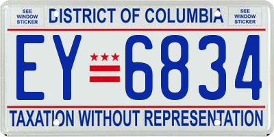 DC license plate EY6834