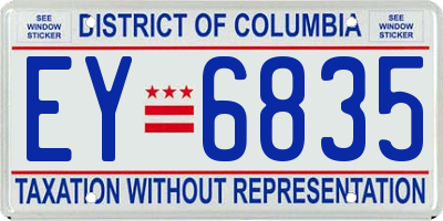 DC license plate EY6835