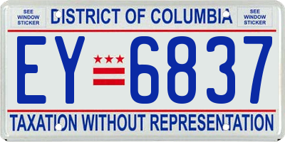 DC license plate EY6837