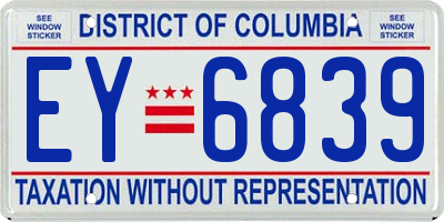 DC license plate EY6839