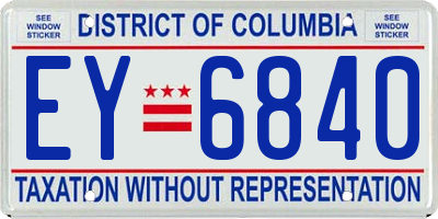 DC license plate EY6840