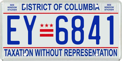 DC license plate EY6841