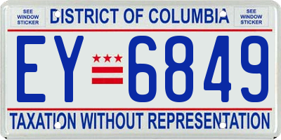 DC license plate EY6849