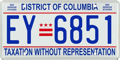 DC license plate EY6851