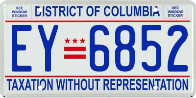 DC license plate EY6852