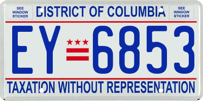 DC license plate EY6853