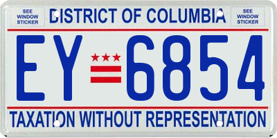 DC license plate EY6854