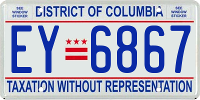 DC license plate EY6867