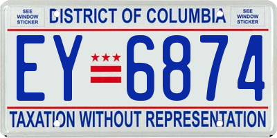 DC license plate EY6874