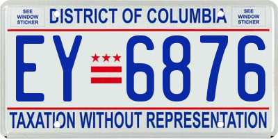 DC license plate EY6876