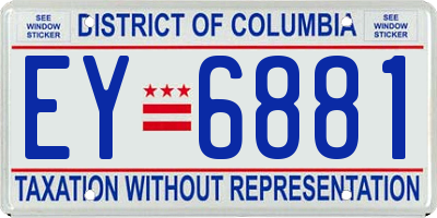 DC license plate EY6881