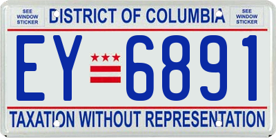 DC license plate EY6891