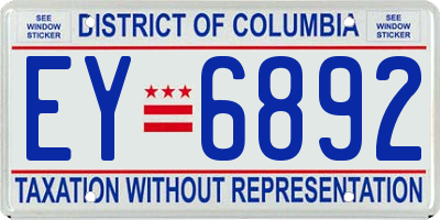 DC license plate EY6892