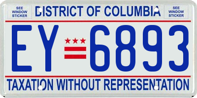 DC license plate EY6893