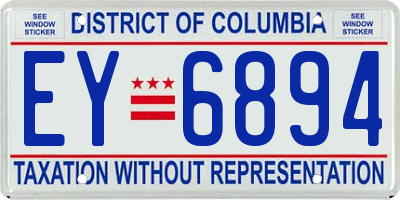 DC license plate EY6894