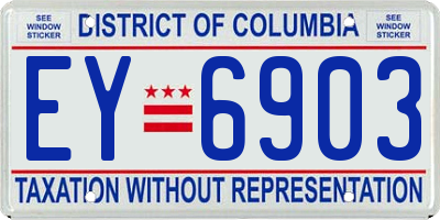 DC license plate EY6903